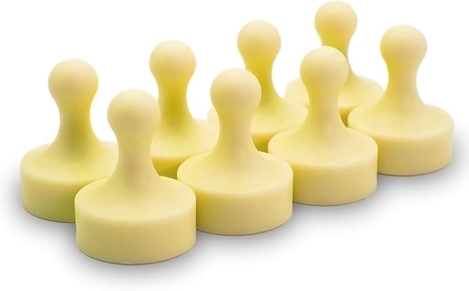 GLASSBOARD STUDIO Powerful Neodymium Magnets, Pawn-Shaped - Strong Fridge/Refrigerator and Whiteboard Magnet, Ideal for Office, Kitchen, Crafts - Rare Earth, Heavy Duty (8, Lemonade Yellow)