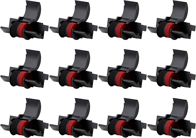 WEEMAY Compatible Calculator Ink Ribbon Replacement for IR-40T Black/Red Sharp EL-1750V EL-1801V, Canon P23-DHV CP13 MP-12D, Casio HR-100TM HR-170RC, Individually Sealed, 12 Pack