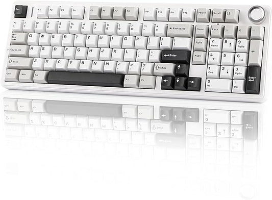 EPOMAKER X Aula F99 PRO Wireless Gaming Keyboard with 8000mAh Battery, Hot Swappable Creamy Keyboard, 2.4GHz/Type-C/BT5.0, NKRO, RGB Backlit for Win/Mac/Gaming (Black&Grey&White)