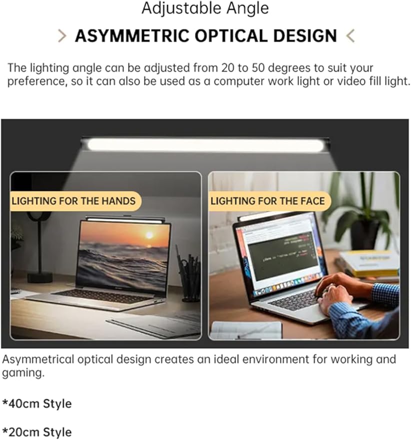 Computer Light with Clamp, Desk Lamp, Lamps for Office, 5500K Ultra Bright Adjustable Dimming, Desk Lights for Computer, Outdoor use.