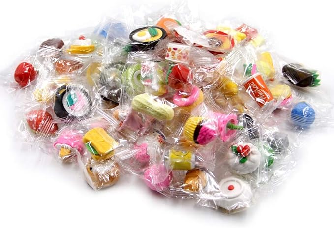72 Pcs Assorted Food Pencil Erasers Toy Set, Cake Dessert Fruit Puzzle Erasers Toys for Kids Reward Party Favors (Food)