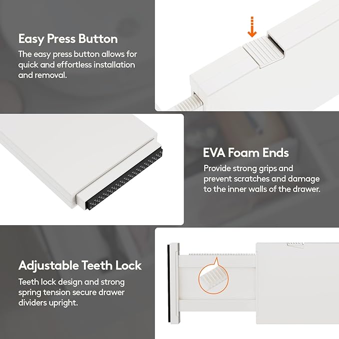 Lifewit 20 Pack Drawer Dividers 4" High, 11-17" Adjustable Dresser Drawer Organizers for Clothes, Expandable Dresser Separators in Bedroom/Bathroom/Kitchen/Vanity/Office Organization and Storage,Beige