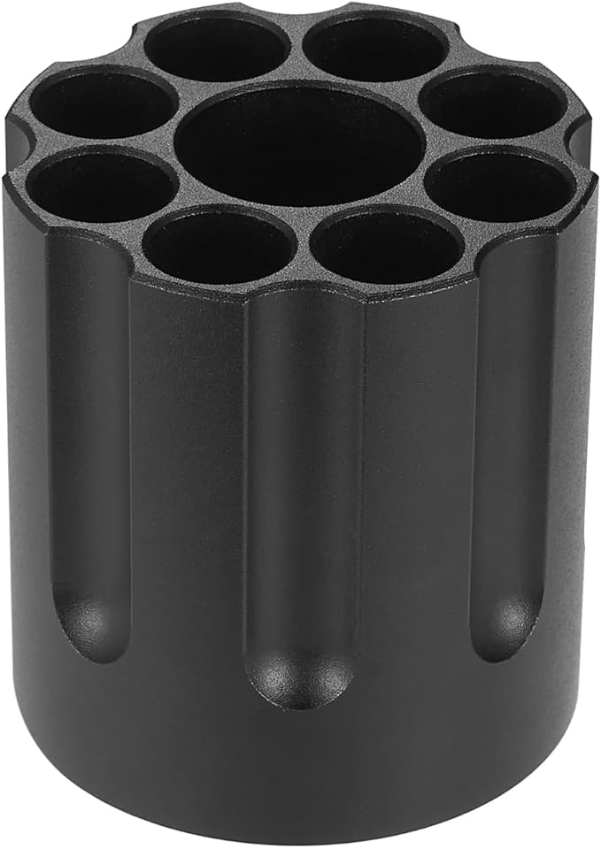 Metal pen holder, Revolver magazine design pencil holder, All aluminum office supplies storage