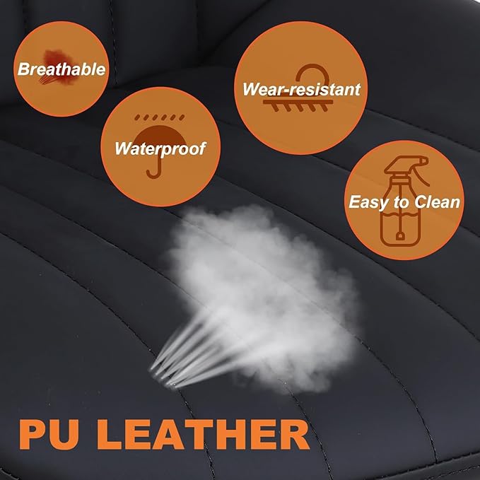 Bar Stools Set of 3, Swivel Counter Height Barstools with Back, Adjustable PU Leather Bar Chairs, Modern Armless Kitchen Island Stool, Black