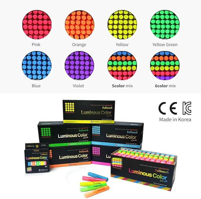 Hagoromo Fulltouch Luminous Chalk 1 Box, Non-Toxic, Dustless [72 Pcs/Blue]