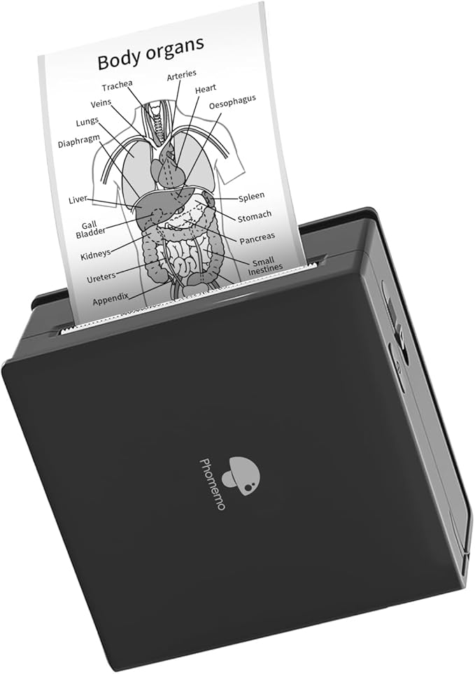 Phomemo Mini Sticker Printer- Mini Printer Sticker Maker Machine M02, Print Pods Suitable for Creative DIY, Diaries, Photos, Study Notes, Portable Thermal Inkless Label Maker for Home/Travel, Black