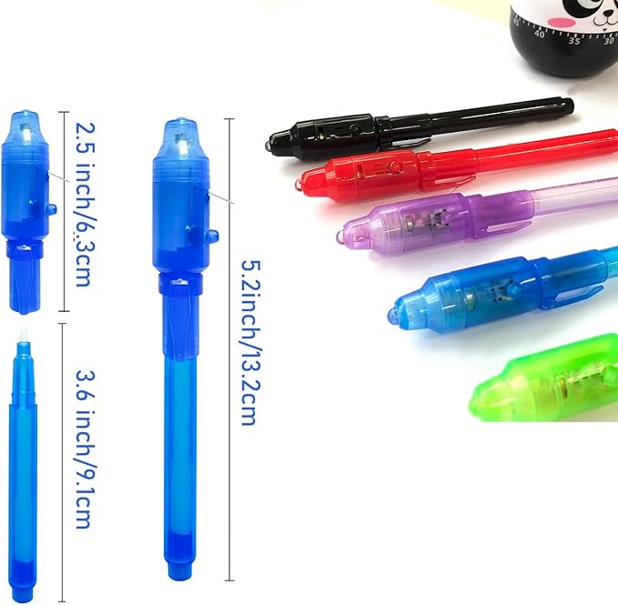 SCStyle Invisible Ink Pen 10Pcs Latest Spy Pen with uv Light Magic Spy Marker Kid Pens for Secret Message and Birthday Party,Writing Secret Message for Easter Day Halloween Christmas Party Bag Gift