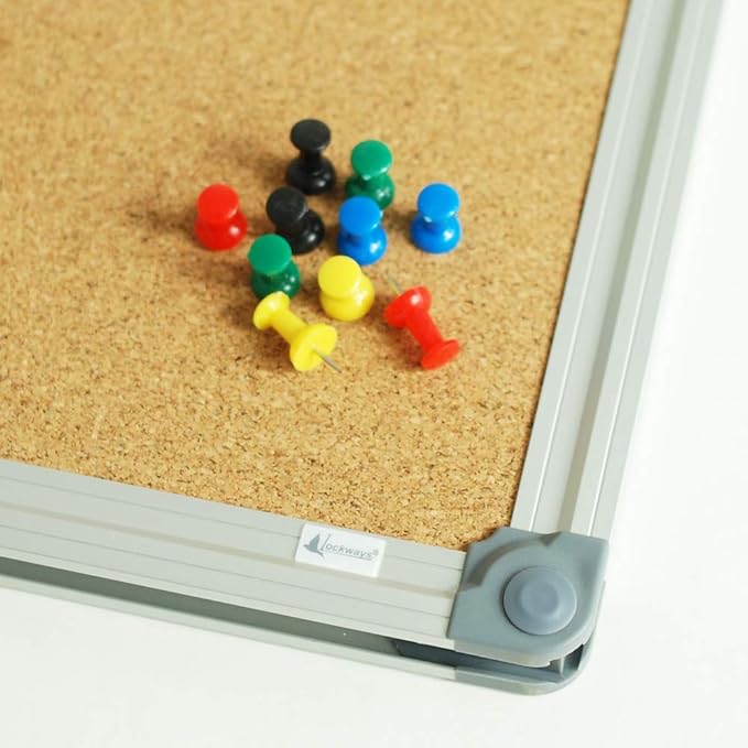 Lockways Large 60" x 36" Large Cork Board Bulletin Board, Framed CorkBoard, Wall-Mounted Notice Message Pin Board, Silver Aluminium Framed