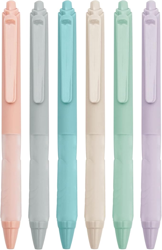 Linbsunne Ballpoint Pens Medium Point 1mm Black Pen with Super Soft Grip Ball Point Pen for Men Women Retractable Pens (6-pack)