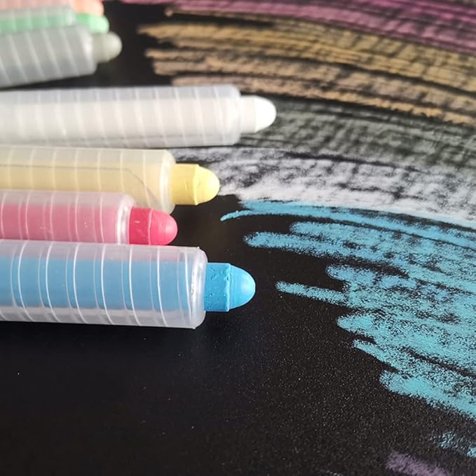 Non-toxic Dustless Chalk With Holder for Kids Colored Chalk Whiteboard Art Tool for Blackboard Kids Children Drawing Writing,12PCS