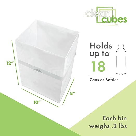 | 4 Gallon Disposable Trash Cans (6-Pack) with Fitted Trash Bags - Reusable Garbage and Recycling Bins for Parties, Events, and More (White - 12” Height x 10” Width x 8” Depth)