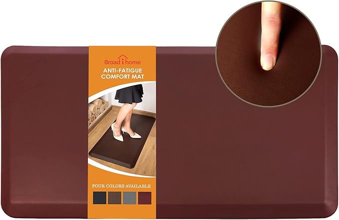 Thick Anti Fatigue Comfort Mat for Standing Desks, Non-Slip Standing Kitchen Mat, Waterproof Floor Mat, Commercial Pads for Offices, Home, Garages(Burgundy)…