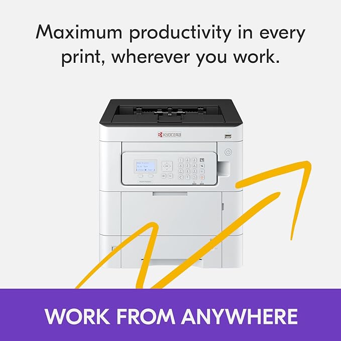 KYOCERA ECOSYS PA3500cx Color Laser Printer 37 ppm, 1200 dpi, Gigabit Ethernet, 5 Line LCD with Hard Key Control Panel, 650 Sheet Capacity
