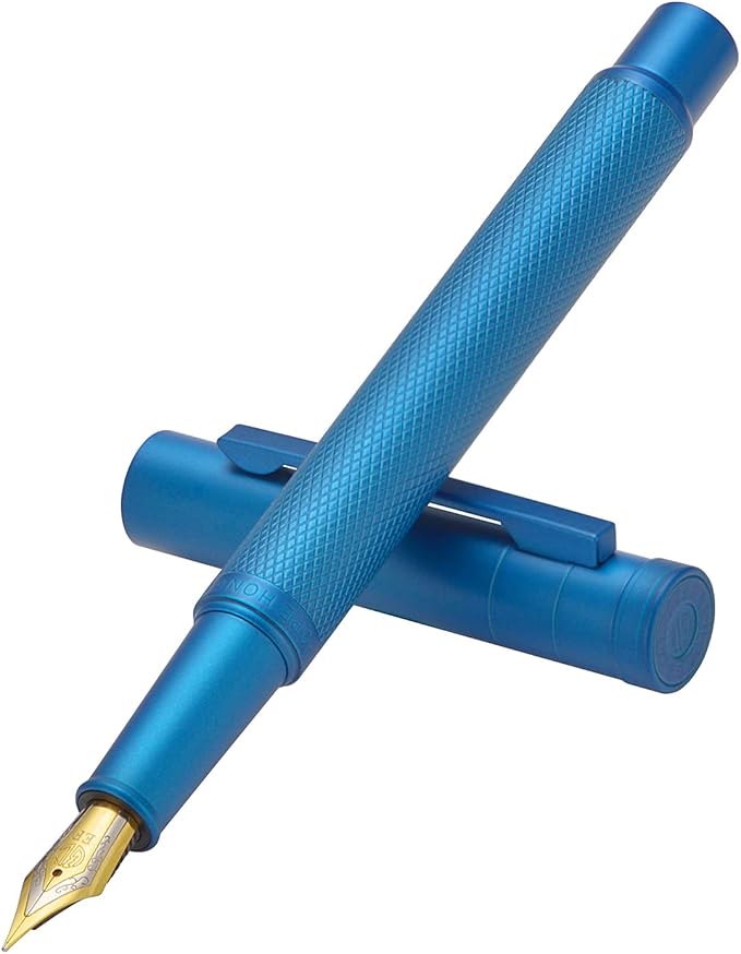 Hongdian 1851 Sky Blue Forest Fountain Pen Medium Nib, Classic Design with Converter and Metal Pen Case