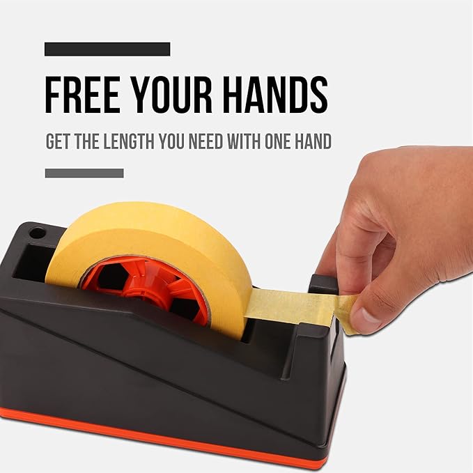 Lichamp 2 Pack Desktop Tape Dispenser Holder with Large 3 Inch Core for Masking, Heat Transfer Sublimation, Painters, Freezer and Kitchen Tapes, 0228BK