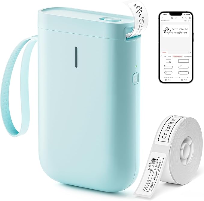 NIIMBOT Label Maker Machine D11 Label Printer Portable Wireless Connection Multiple Templates Available for Phone Easy to Use Office Home Organization USB Rechargeable