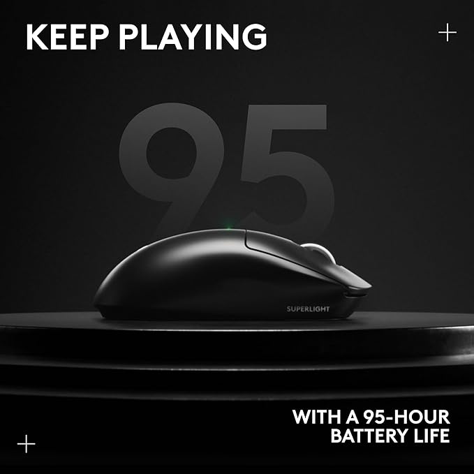 Logitech G PRO X SUPERLIGHT 2 Wireless Gaming Mouse, 60g Pro-Grade with 5 Programmable Buttons, 44k DPI Sensor, 8kHz Report Rate, USB-C Charging for PC/Mac - Black