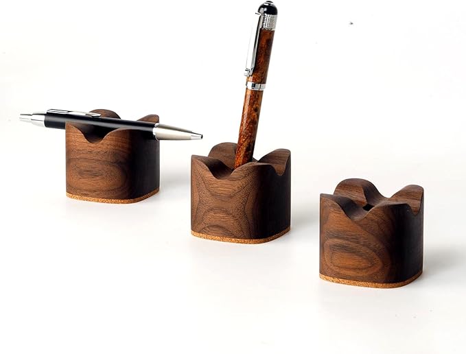 Generic Wood Pen Tray, Wooden Pen Holder, Minimalist Pen Rest, Wooden Desk Organizer Tray (M01-WALNUT) (WALNUT)