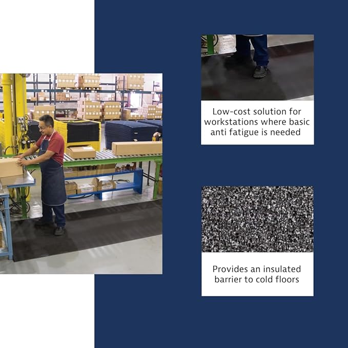Notrax 411 Sof-Tred™ 2' x 3' x 3/8" Anti Fatigue Mat, Enhanced Slip Resistance with Beveled Edges and Pebbled Surface, Ideal for Industrial and Commercial Workplaces, Black, 411S0323BL