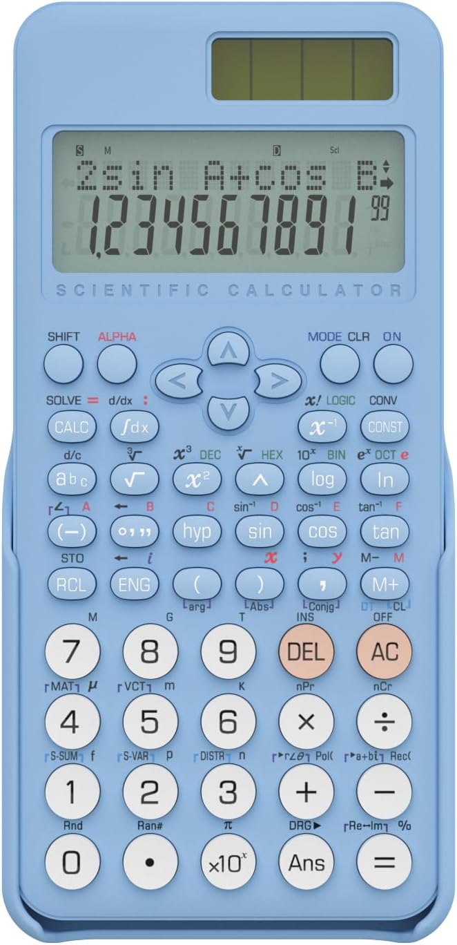 NEWYES Scientific Calculator for Students, 2-Line Math Calculator with Dust Cover, Middle and High School Supplies for Sudents