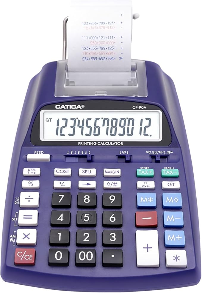 CATIGA New & Upgraded 2025 Printing Calculator Adding Machine 10 Key, Desktop Home Office Calculator with Paper Roll Print Out, Accounting Business Finance