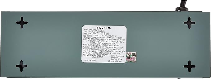 Belkin Power Strip Surge Protector - 10 AC Multiple Outlets, 15 ft Long Heavy-Duty Metal Extension Cord with Wall Mount Holes for Home, Office, Travel, Computer Desktop, Laptop & Phone Charging - 5PK