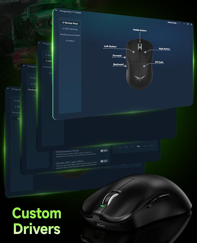 VGN F1 MOBA Wireless Gaming Mouse - Ultralight 55g - Wireless & Wired Mode - 26000 Adjustable DPI - 1000Hz Polling Rate - 200 Hours Battery - Programmable Buttons - Esports Professional Grade - USB-C