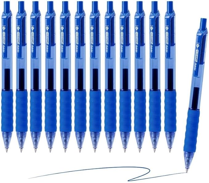 AIHAO Gel Pens Blue Ink, 0.7mm Medium Point, Smooth Writing Retractable Pens, Quick Dry Gel Ink with Comfort Grip, No Smear, 12 Pack for Office, School, Home
