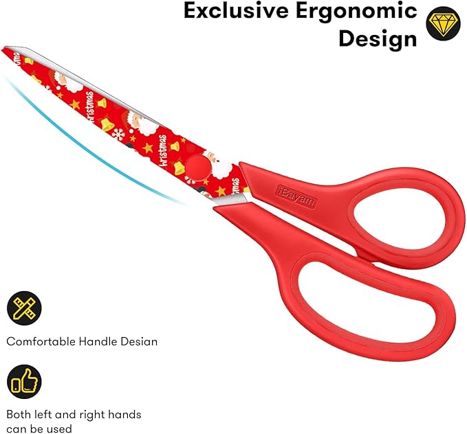 iBayam All Purpose Scissors for Construction Scrapbook Kraft Craft Paper, Gifts Wrapping Packing Paper Cutter Tool, 3 Pack Ultra Sharp 8" Thick Blade Comfort-Grip Scissors for Moving Package Supplies