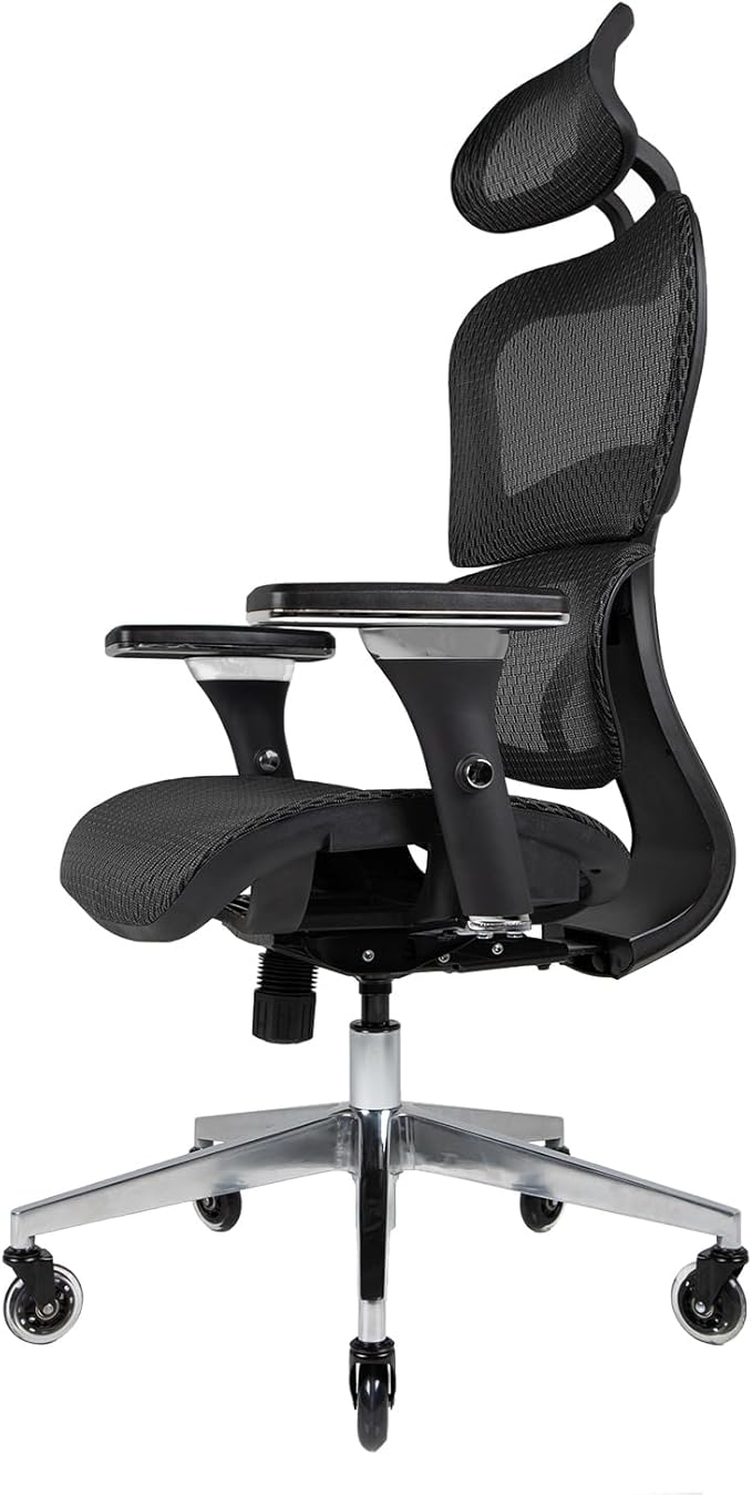 Nouhaus Ergo3D Ergonomic Office Chair Lumbar Support Mesh Office Chair with 4D Adjustable Armrest, Adjustable Headrest and Wheels, Mesh High Back Home Office Desk Chairs(Black)