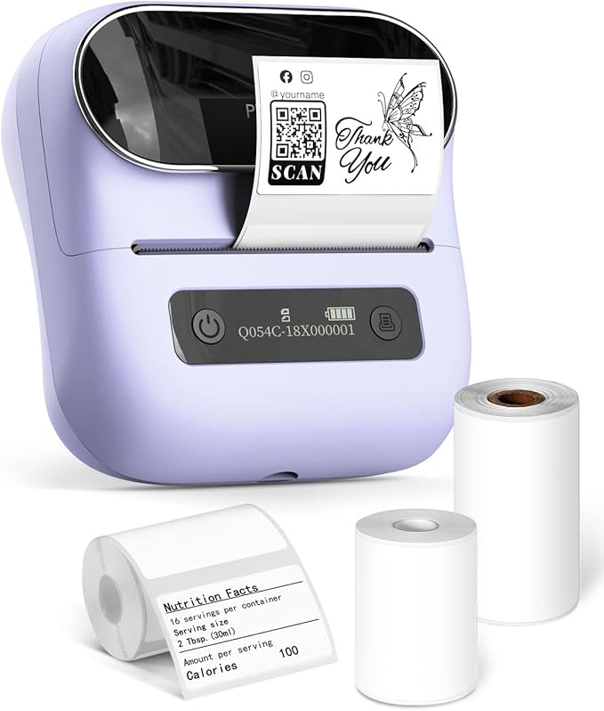 Phomemo Label Maker, Bluetooth Thermal Printer for Barcode, Address, Home, Mailing, Small Business,Clothing, Portable Label Maker Machine with 3 Label