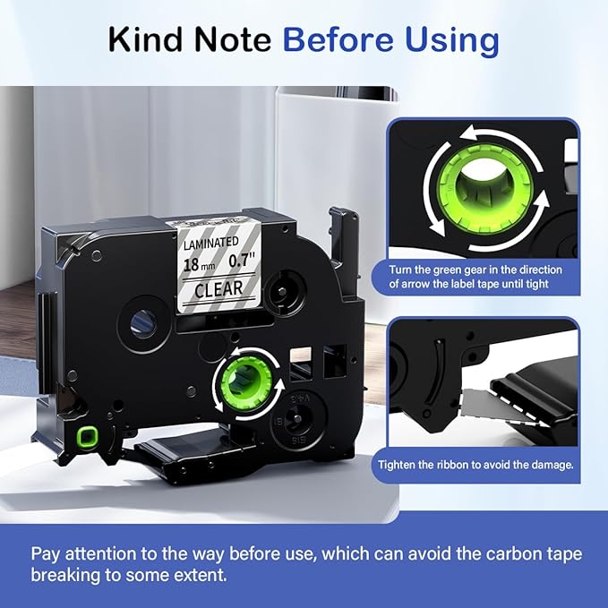 Labelife Label Maker Tape 18mm Clear TZe-141 Compatible with Brother P Touch TZe TZ Tape 18mm 0.7 Laminated Clear TZe141 TZ-141 3/4 Inch Label for Ptouch PTD600 PTD400AD PT1880, 5-Pack