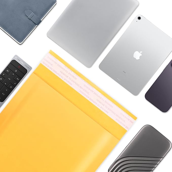 Kraft bubble mailers 6x9 Inch 200 Pack,Self-Sealing Paper Envelopes for Packaging,Strong Adhesion Envelope Mailers, Small Waterproof Cushioned Padded Shipping Bags Yellow #0