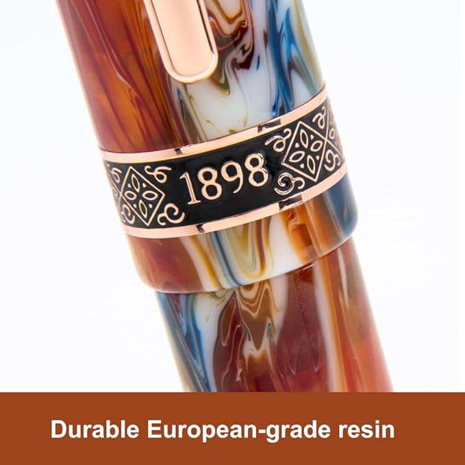Conklin 1898 Fountain Pen, Misto Orange - Broad Nib | Unique Resin Blend Design | JoWo Stainless Steel Nib Made in Germany | Ideal Gift for Pen Lovers