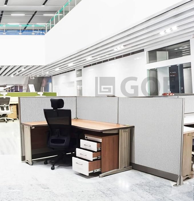 GOF Freestanding L Shaped Office Partition, Large Fabric Room Divider Panel, 36" D x 96" W x 72" H