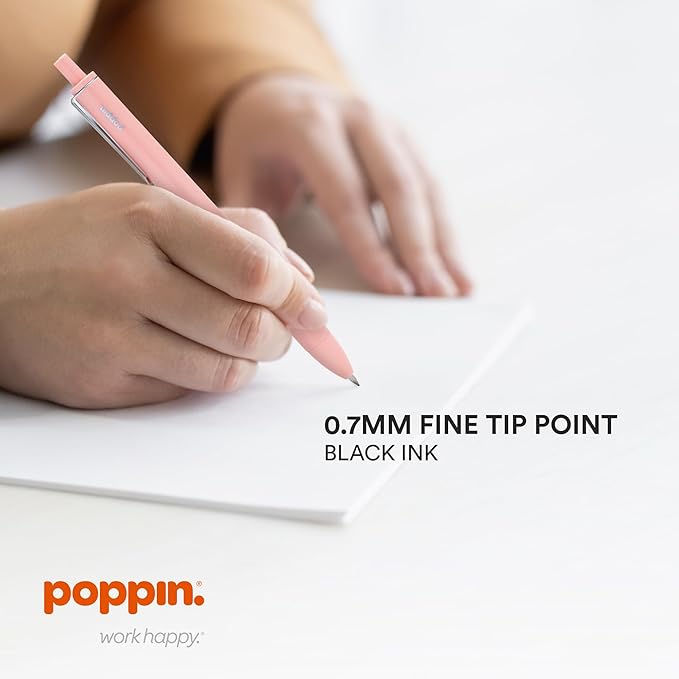 Poppin Stylish Retractable Gel Pens - Fine Point, 0.7mm Tip, Smooth Writing Ink, Metal Clip, Assorted Desert with Black Ink, 12 Pack