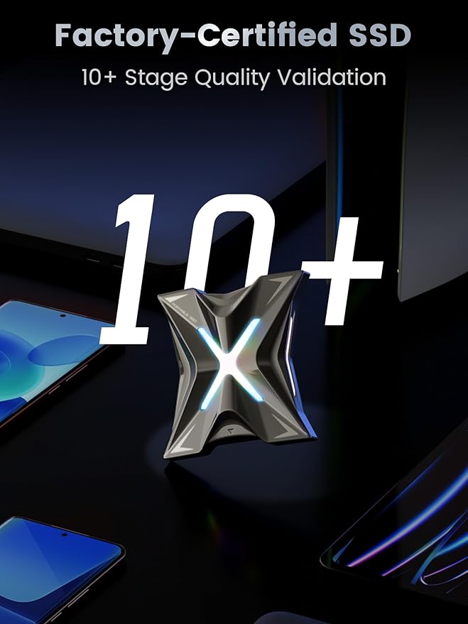 MOVE SPEED Magnetic 1TB Portable External SSD - 2000MB/s USB-C 3.2x2, PS5/PC/Smartphone Compatible Portable Drive, Compact Durable Storage for Gamers & Creators