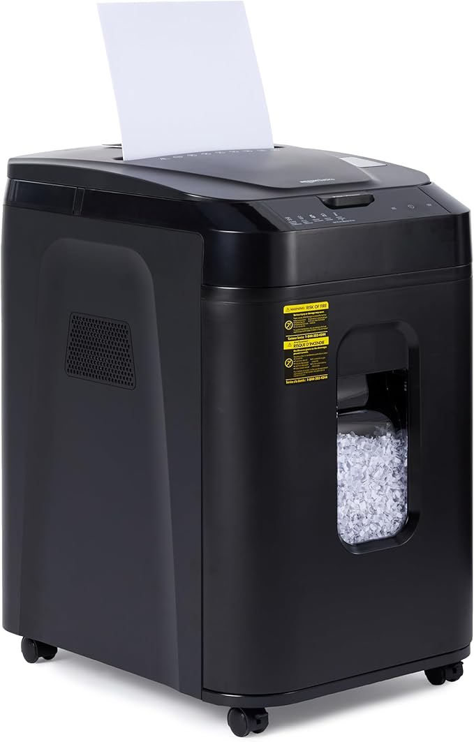 Amazon Basics 150 Sheet Autofeed Micro Cut Paper Credit Card Shredder for Security, Black