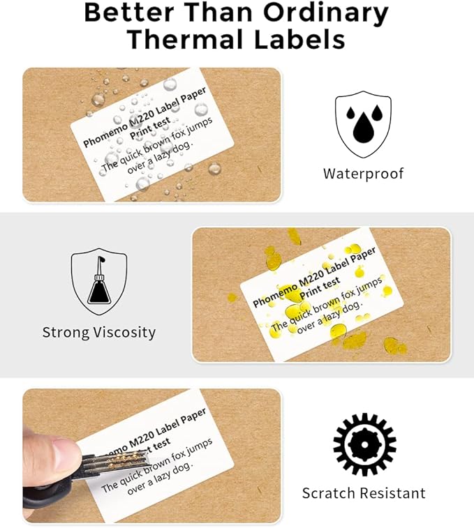 Phomemo 3 Roll 1.96" x 3.14" Multi-Purpose Thermal Label Compatible with M110/M220/M108/M250/M260/ M150/ M120/M200/M221 Printer,100 Labels/Roll,for Barcode,Name,Address,Labeling,Mailing,Business