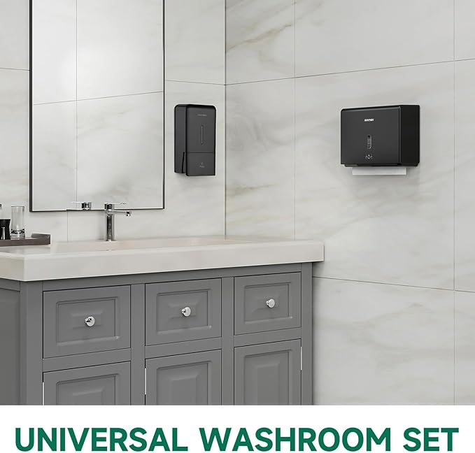 Wall-Mounted Paper Towel Dispenser – Fits Tri-Fold Towels up to 10x3.1 Inches, Holds 200 Sheets, Ideal for Home & Commercial Use (Black)