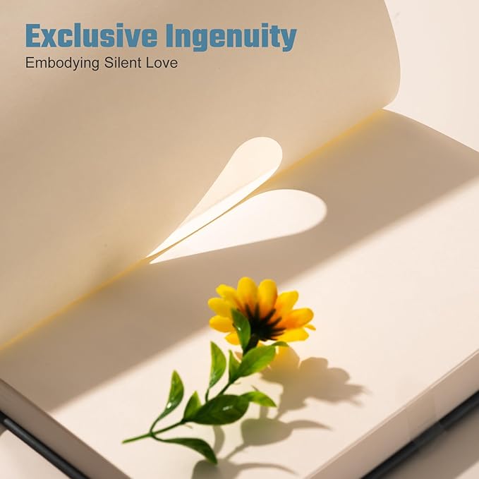 Sunflower Journal for Girls Women Journals for Writing 100GSM College Ruled A5 Leather Notebook for Girls Ages 8-12 Flower Diary with Heart-shaped Shadow, 5.7" x 8.3", Blue