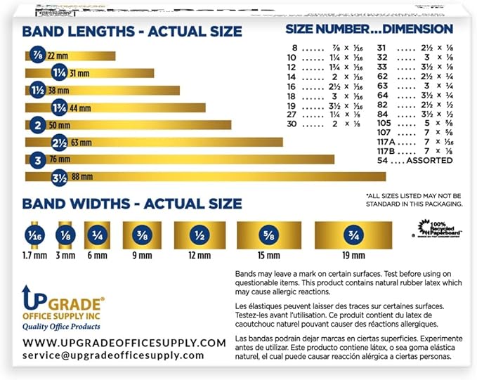 Upgrade Office Supply UPG22964PK3 Rubber Bands, Size 64 (3-1/2 x 1/4), 240 Bands, 1/4 lb 3-Box, USA