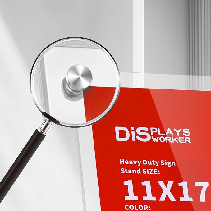 DISPLAYSWORKER Adjustable Heavy Duty Pedestal Acrylic Sign holder floor Stand,sign stand poster stand ,Standing Floor for 11 x 17 inch,Silver (silver, acrylic frame 11-x-17-inch)