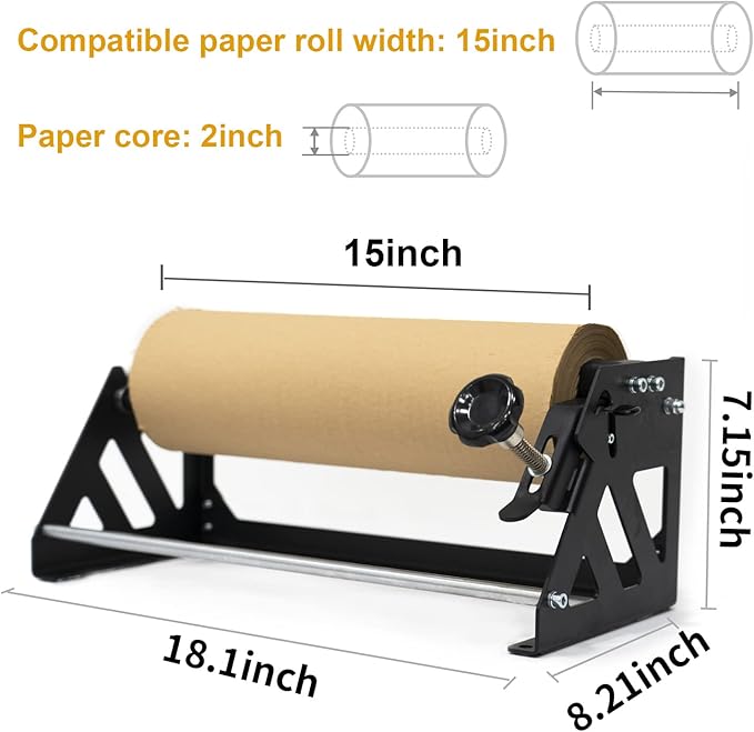 Honeycomb Packing Paper Roll Dispenser for Packaging, Improve Packing Efficiency, Kraft Wrapping Paper Holder Manual Cutter Machine for Small Business, Dispenser Machine Only, Core Size 2inch