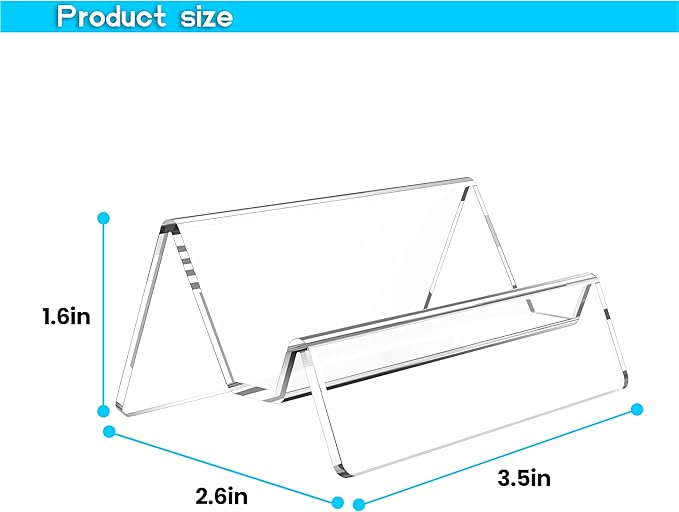 Acrylic Business Card Holder for Desk & Counter, Business Card Holder Display, Clear Business Card Stand, Business Cards Holder Stand, Desktop Plastic Name Card Organizer, 6 Pack