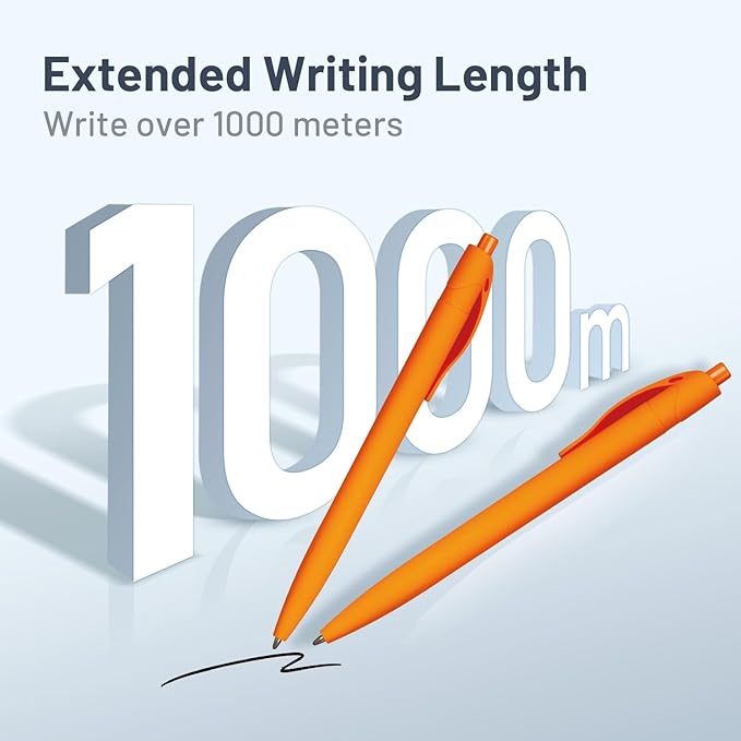 BallPoint Pens, 50 Pack (BLACK Ink),Bulk Pens, Orange Barrel, Click Pens for Office Home and School, Retractable Ballpoint Pens, Medium Point, 1.00MM (Orange)