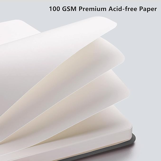 RETTACY Blank Journal Notebook, 192 Pages, A5 Medium Size (5.7'' x 8.3''), Leather Hardcover, 100 GSM Thick Paper, for Sketching, Drawing, Painting (Gray)