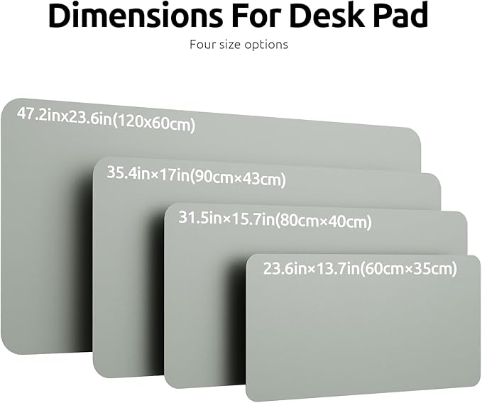 YSAGi Leather Desk Protector, Office Mat, Large Mouse Mat, Non-Slip PU Leather Blotter, Laptop Pad, Waterproof Writing Pad for Office and Home (Grayish Green, 23.6" x 13.8")