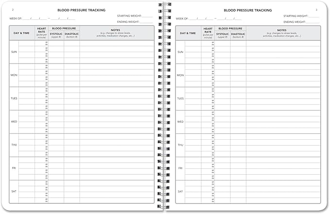 BookFactory Blood Pressure Log Book/Blood Pressure Monitoring Logbook/Personal Medical Tracking Notebook - 104 Pages, 8.5” x 11”, Wire-O (LOG-104-7CW-PP(Blood-Pressure))