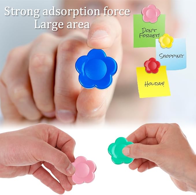 Qualsen Fridge Magnets, Flower Shape Cute Magnets for Fridge Magnet, Refrigerator, Small Magnet for Whiteboard for Kids,Locker, White Board, Kitchen, Office, Classroom (5 Colors)